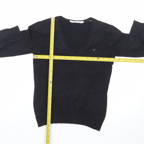 Tommy Hilfiger Men’s Black V-Neck Cotton Pullover Jumper XS