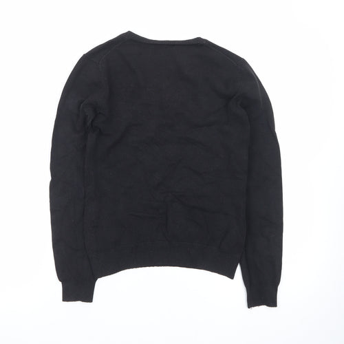 Tommy Hilfiger Men’s Black V-Neck Cotton Pullover Jumper XS