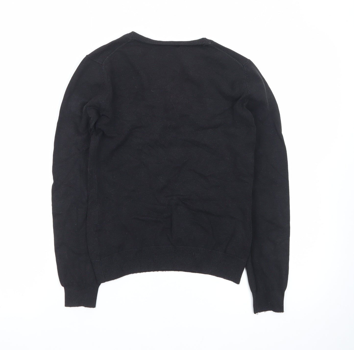 Tommy Hilfiger Men’s Black V-Neck Cotton Pullover Jumper XS