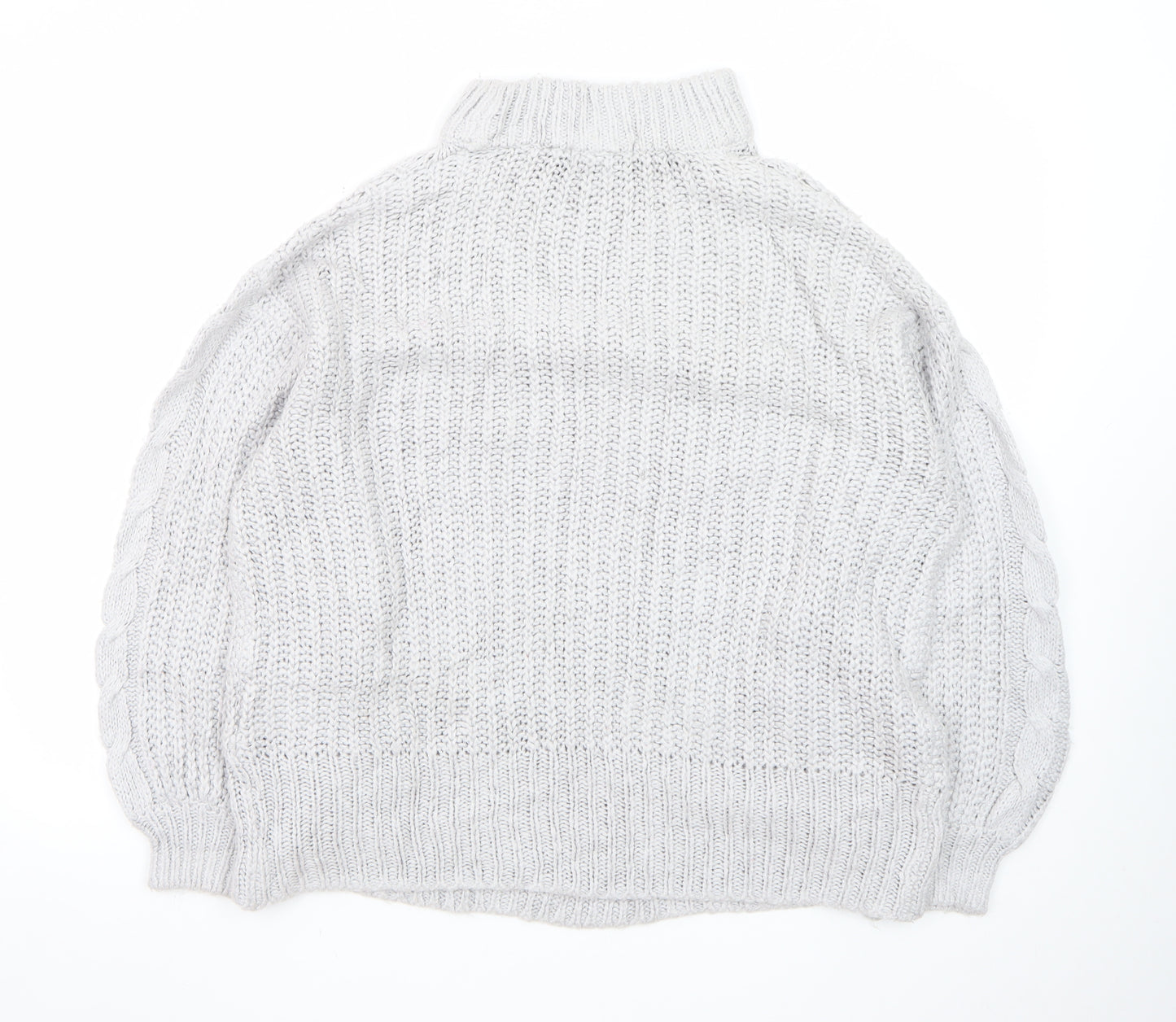 Brave Soul Women White Cable-Knit Roll Neck Jumper M