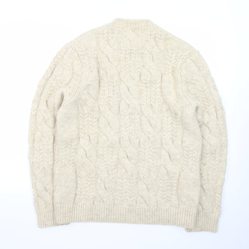 Zara Women Beige Cable-Knit Wool Blend Jumper Size 12