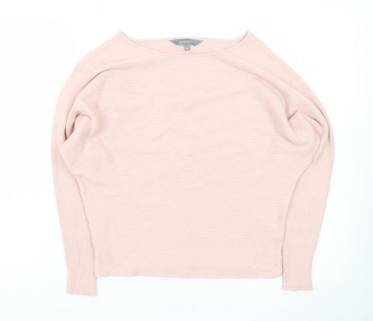 Principles Women Pink Boat Neck Long Sleeve Knit Jumper Medium