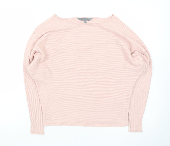 Principles Women Pink Boat Neck Long Sleeve Knit Jumper Medium
