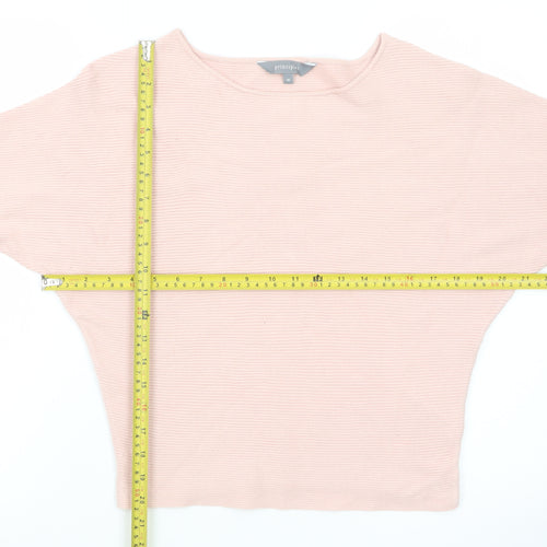 Principles Women Pink Boat Neck Long Sleeve Knit Jumper Medium
