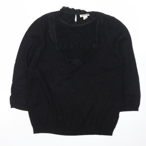 Monsoon Women's Black Lace High Neck Pullover Jumper Size 14