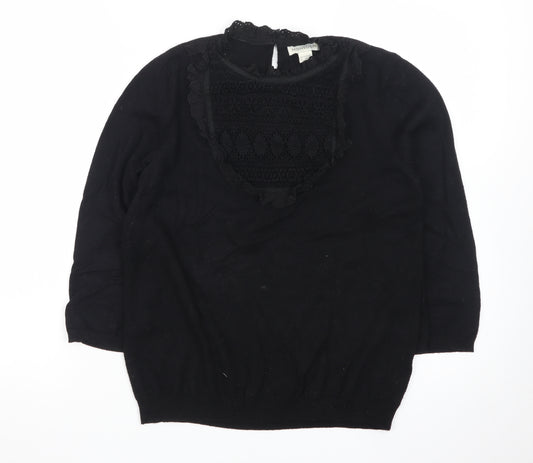 Monsoon Women's Black Lace High Neck Pullover Jumper Size 14