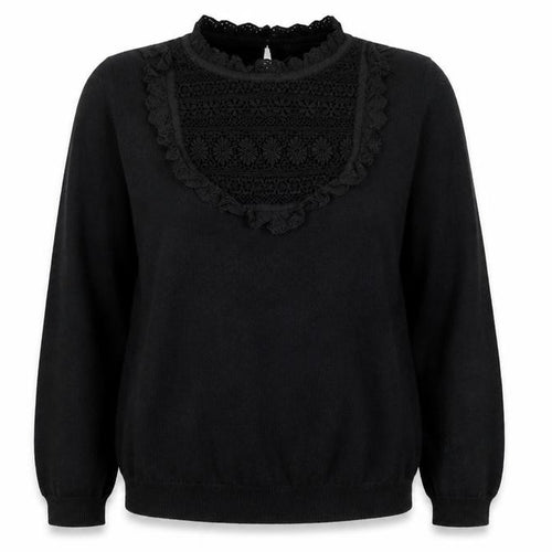 Monsoon Women's Black Lace High Neck Pullover Jumper Size 14