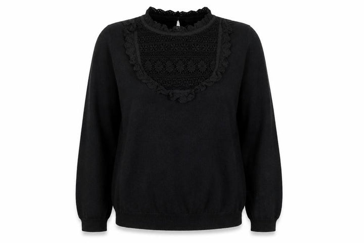 Monsoon Women's Black Lace High Neck Pullover Jumper Size 14