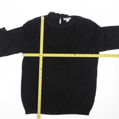 Monsoon Women's Black Lace High Neck Pullover Jumper Size 14