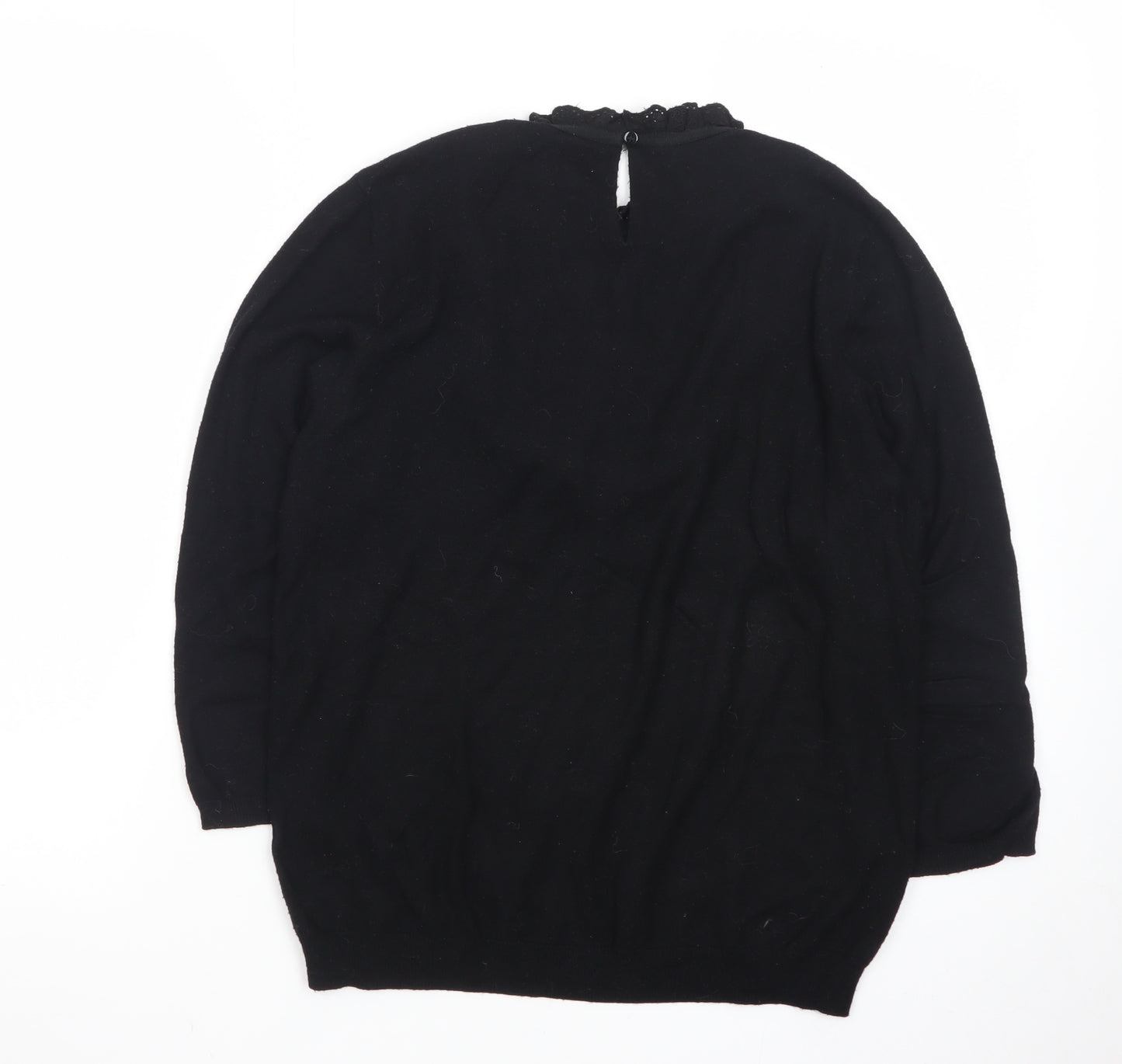 Monsoon Women's Black Lace High Neck Pullover Jumper Size 14
