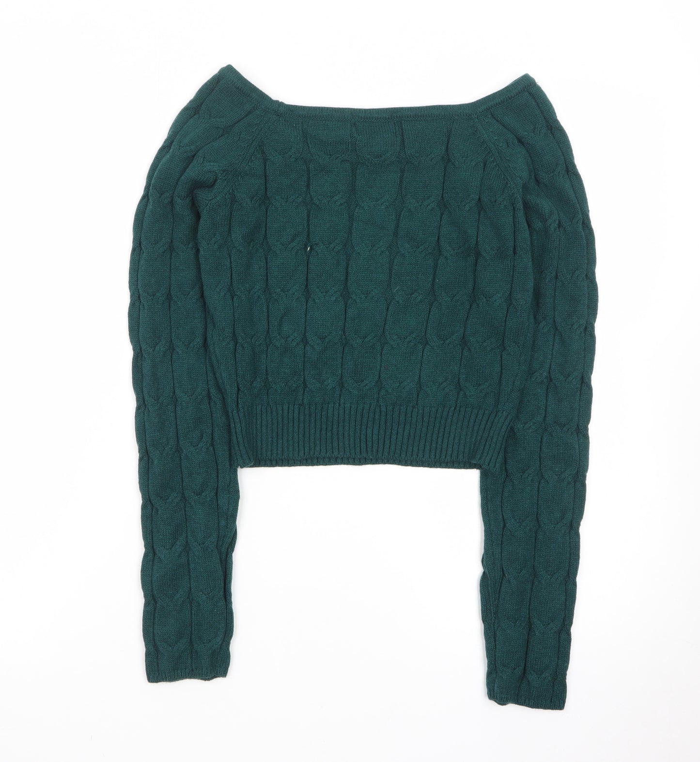 Apricot Women Green Cable-Knit Boat Neck Jumper UK 12