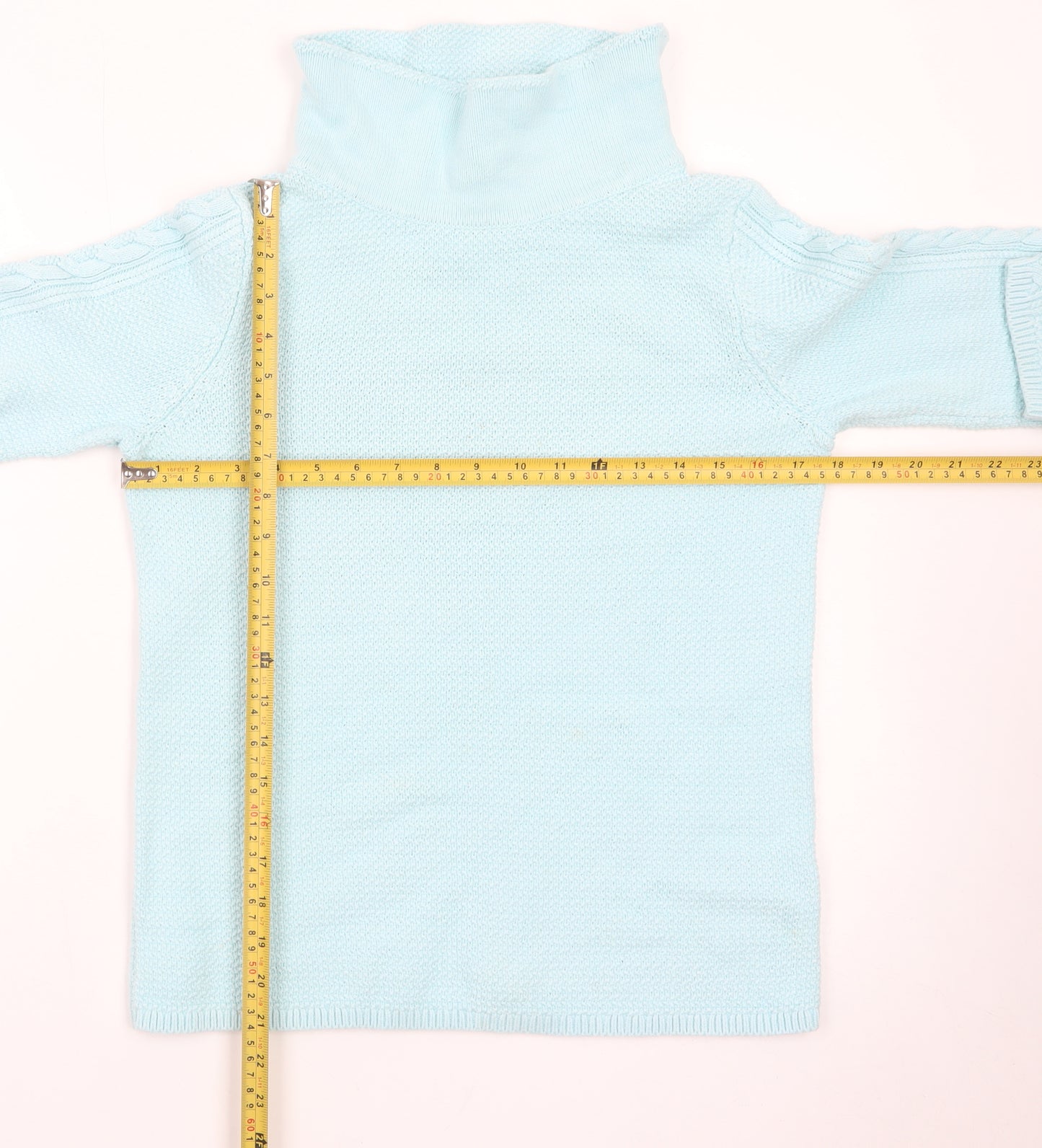 Hobbs Women Blue Wool Roll Neck Cable-Knit Jumper Size S