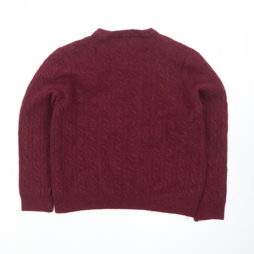 Timberland Men's Red Lambswool Blend Cable-Knit Jumper L