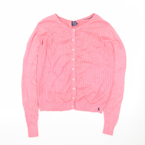 Joules Women Pink Cardigan Knit Long Sleeve UK 8 XS Button Front