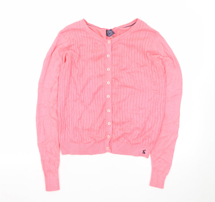 Joules Women Pink Cardigan Knit Long Sleeve UK 8 XS Button Front