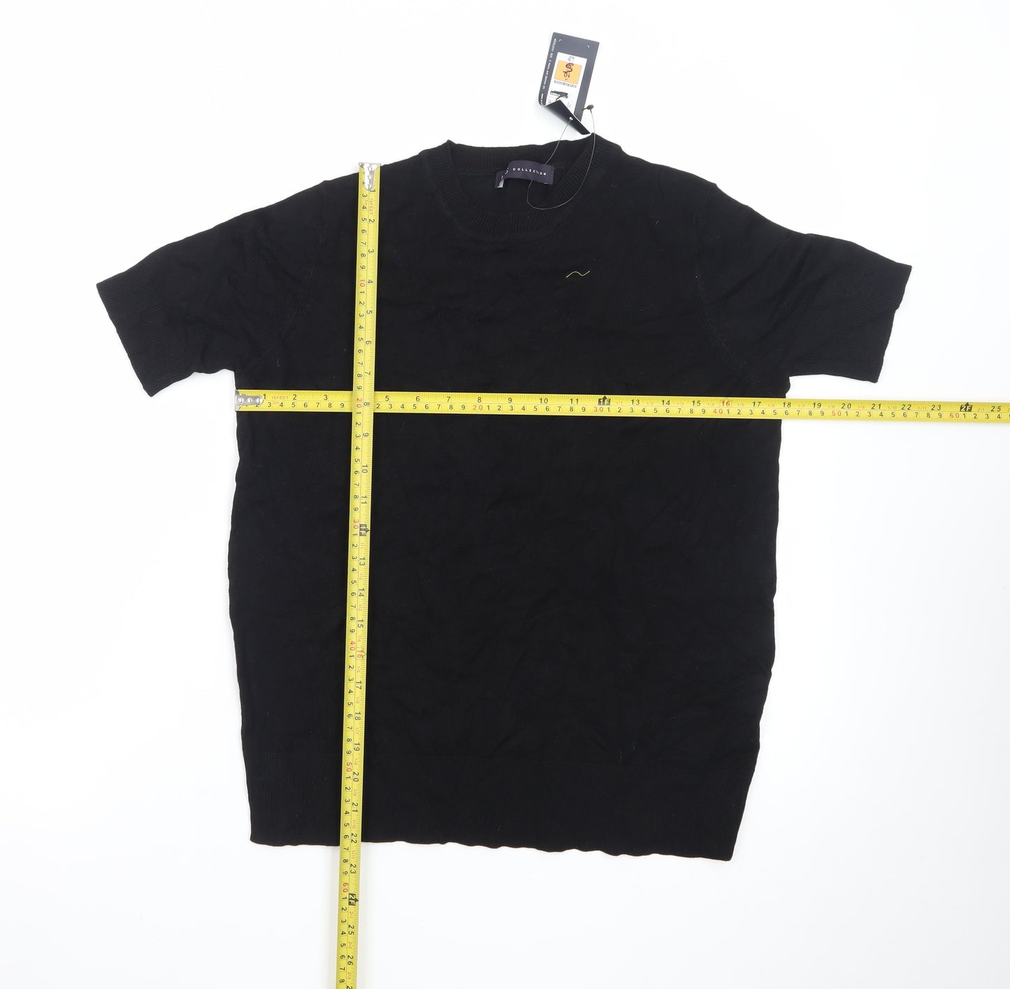 Marks and Spencer Women's Black Cotton Short Sleeve Crew Neck Jumper Size 10