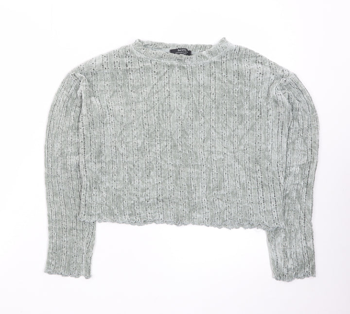 Bershka Womens Grey Knit Pullover Jumper Size XS