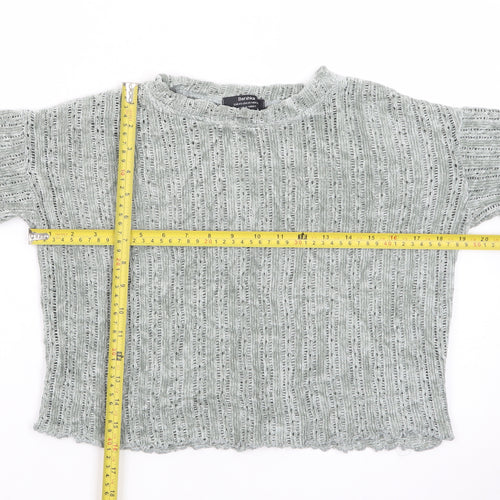 Bershka Womens Grey Knit Pullover Jumper Size XS