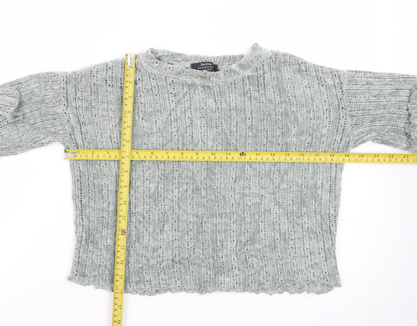 Bershka Womens Grey Knit Pullover Jumper Size XS