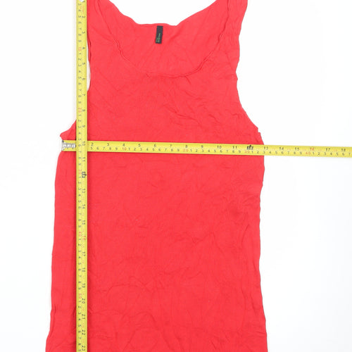 Benetton Women's Red XS Slip Dress Sleeveless Knit Cotton