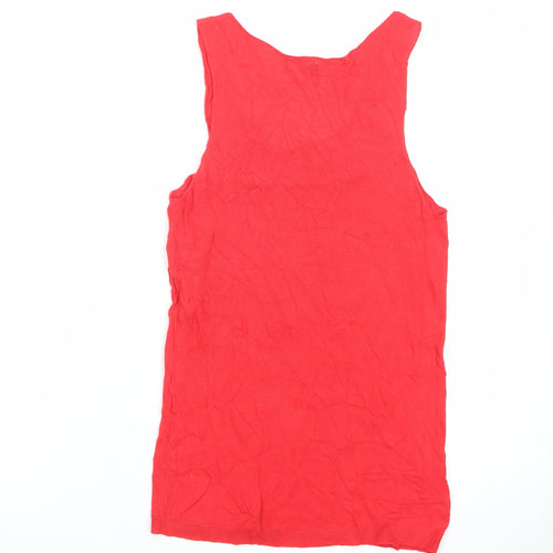 Benetton Women's Red XS Slip Dress Sleeveless Knit Cotton