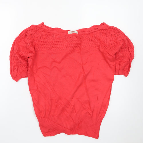 Love & Roses Women’s Red Knit Cropped Blouse UK 10 Short Sleeve