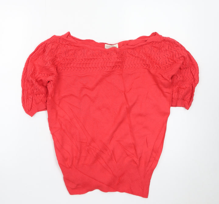 Love & Roses Women’s Red Knit Cropped Blouse UK 10 Short Sleeve