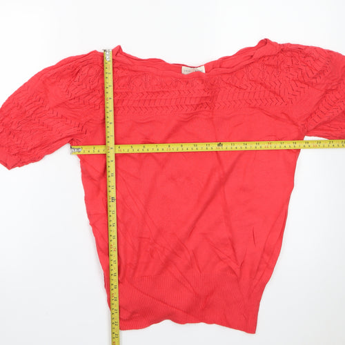 Love & Roses Women’s Red Knit Cropped Blouse UK 10 Short Sleeve