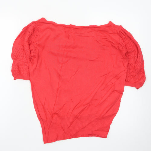 Love & Roses Women’s Red Knit Cropped Blouse UK 10 Short Sleeve