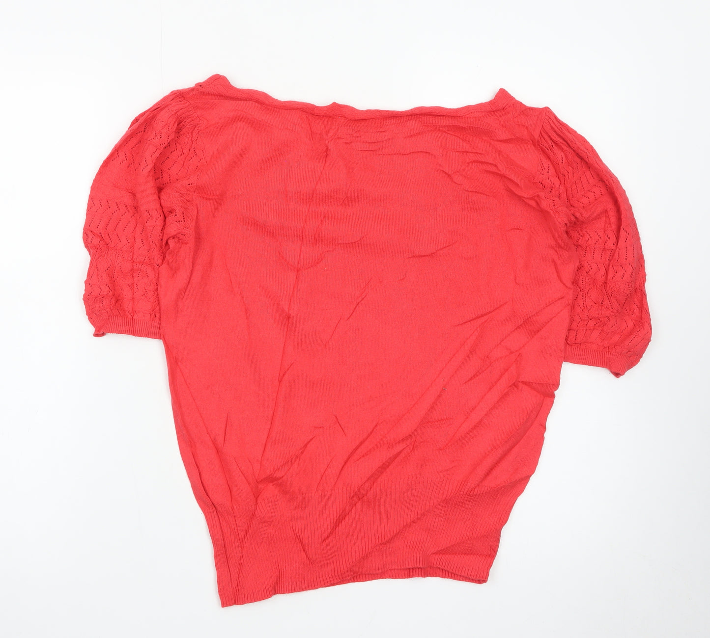 Love & Roses Women’s Red Knit Cropped Blouse UK 10 Short Sleeve
