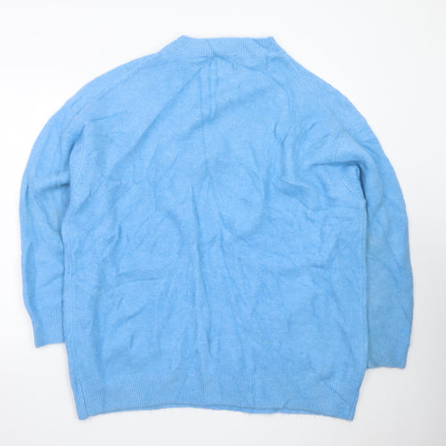 Zara Women Blue Wool Blend Crew Neck Pullover Jumper Size L