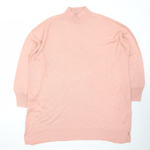 LCWModest Women's Pink Mock Neck Long Sleeve Tunic Jumper Size L