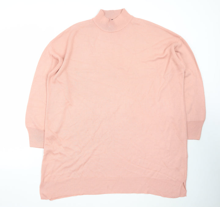 LCWModest Women's Pink Mock Neck Long Sleeve Tunic Jumper Size L