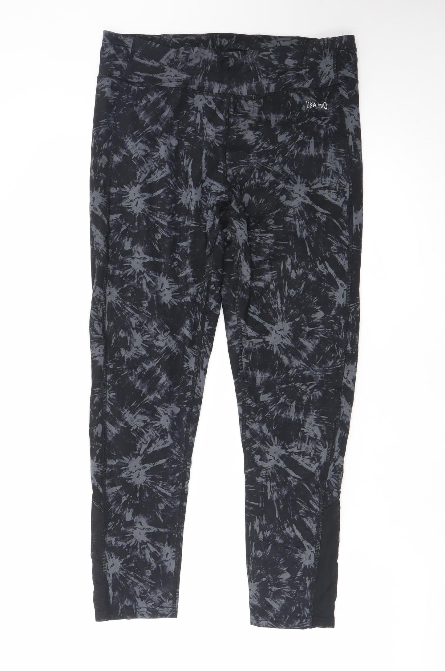 USA Pro Women's Black Tie Dye Ankle Leggings Size 14