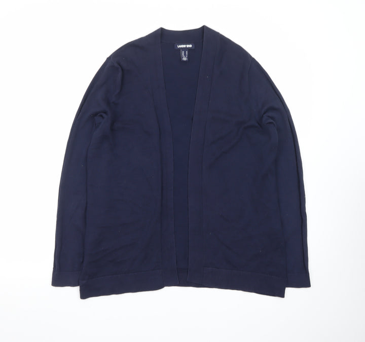 Lands' End Women's Blue Cotton Long Sleeve V-Neck Cardigan M