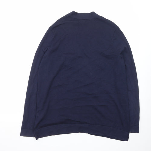 Lands' End Women's Blue Cotton Long Sleeve V-Neck Cardigan M