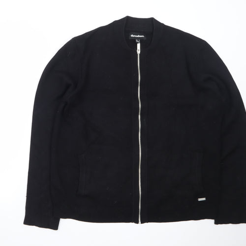 Threadbare Men's Black Full Zip Cotton Knit Jumper L