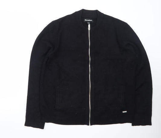 Threadbare Men's Black Full Zip Cotton Knit Jumper L