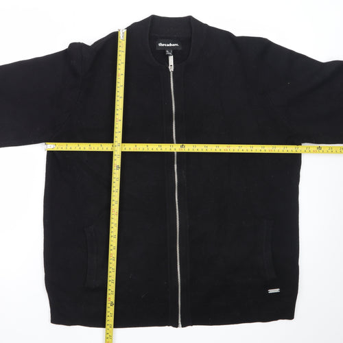 Threadbare Men's Black Full Zip Cotton Knit Jumper L