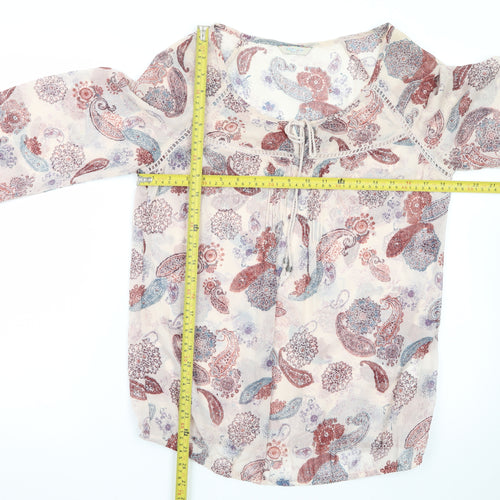 Marks and Spencer Womens Multicoloured Paisley Cotton 3/4 Sleeve Peasant Blouse Size 10