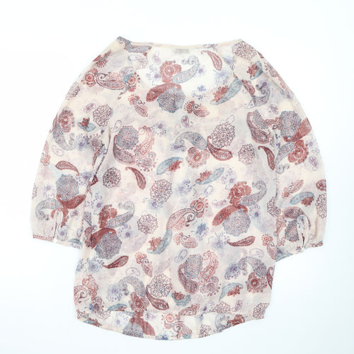 Marks and Spencer Womens Multicoloured Paisley Cotton 3/4 Sleeve Peasant Blouse Size 10