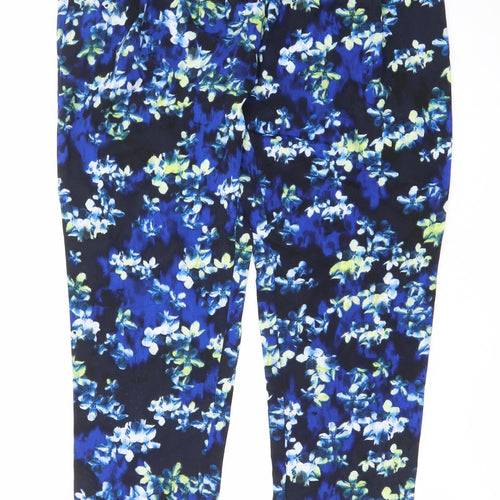 Warehouse Women’s Blue Floral Cropped Tapered Trousers UK10