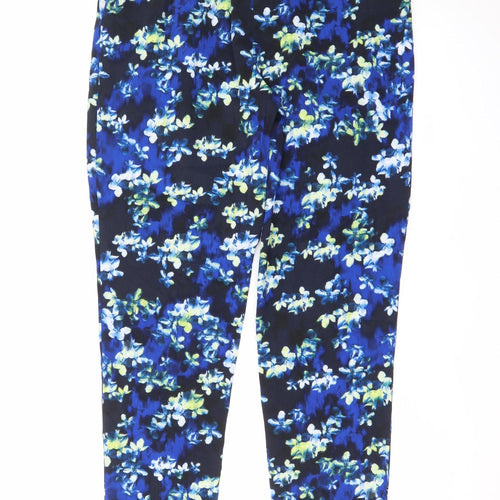 Warehouse Women’s Blue Floral Cropped Tapered Trousers UK10
