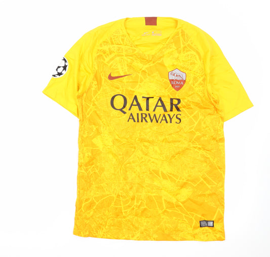Nike AS Roma Men's Yellow Dri-FIT Football T-Shirt Size S