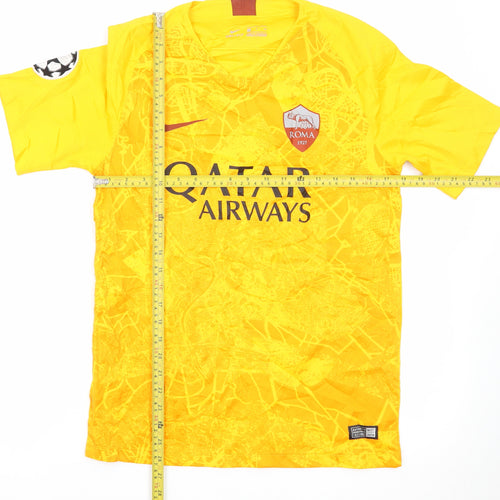 Nike AS Roma Men's Yellow Dri-FIT Football T-Shirt Size S