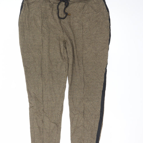 Marks and Spencer Womens Brown Check Tapered Trousers Size 18