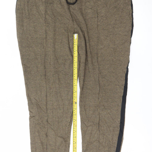 Marks and Spencer Womens Brown Check Tapered Trousers Size 18