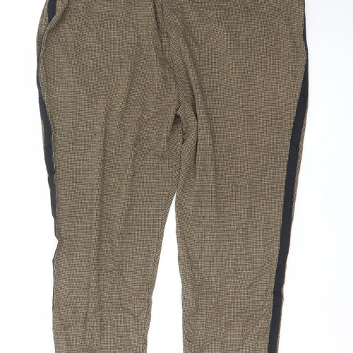 Marks and Spencer Womens Brown Check Tapered Trousers Size 18