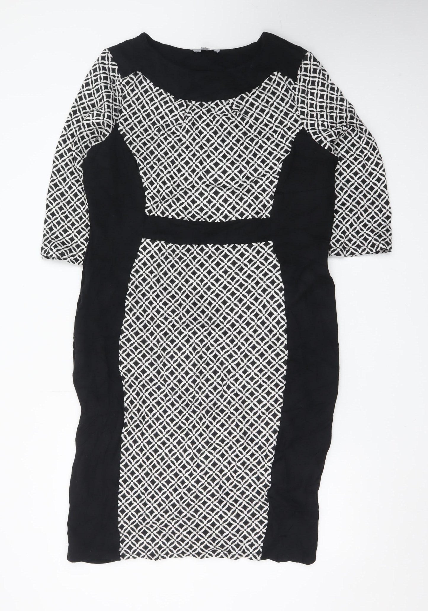 Marks and Spencer Per Una Women’s Black Geometric Bodycon Dress Size 18