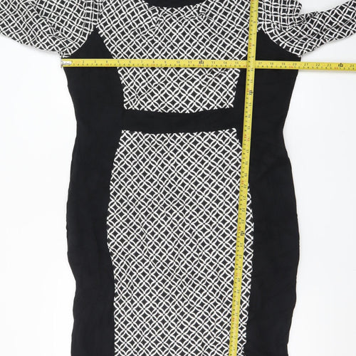 Marks and Spencer Per Una Women’s Black Geometric Bodycon Dress Size 18